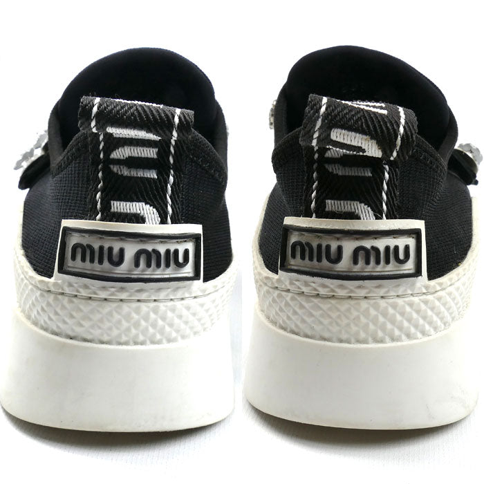 MIUMIU ミュウミュウ ビジュー付き 厚底スニーカー スニーカー ブラック 36 1/2 レディース 607【中古】