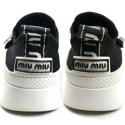 MIUMIU ミュウミュウ ビジュー付き 厚底スニーカー スニーカー ブラック 36 1/2 レディース 607【中古】