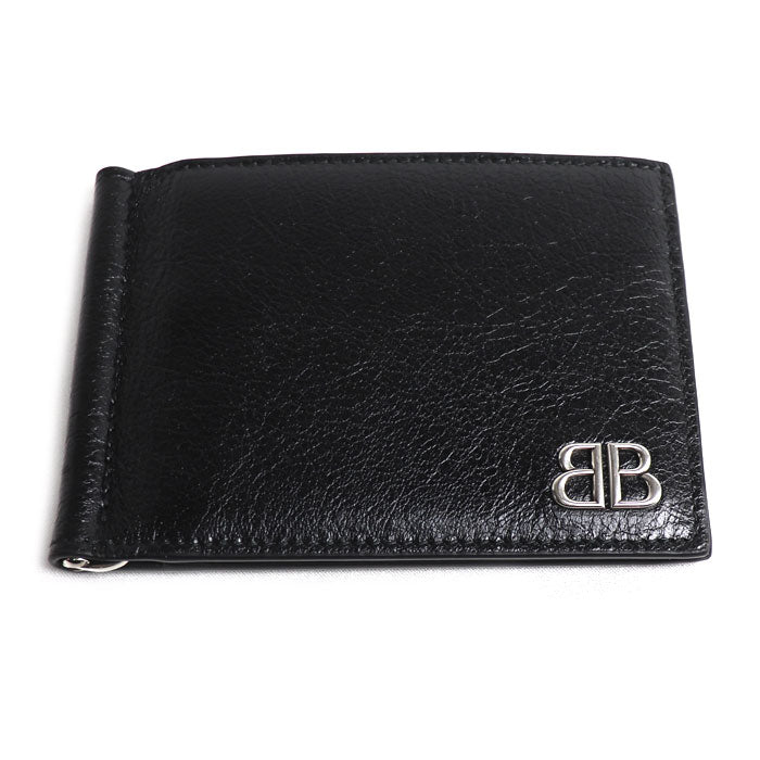 BALENCIAGA バレンシアガ モナコ マネークリップ式二つ折り財布 二つ折り財布 ブラック 792665 2AAS6 1000 メンズ【中古】【美品】