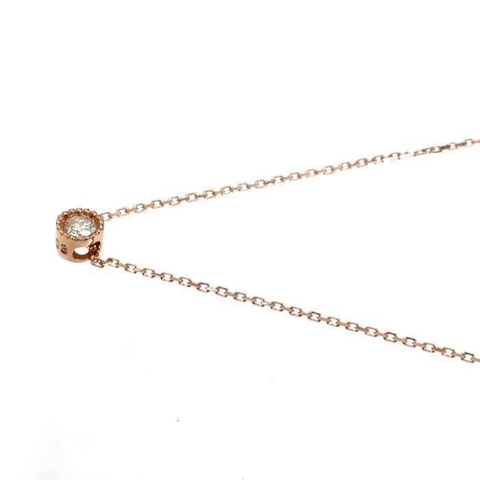 組曲 クミキョク K10PG ピンクゴールド ネックレス ダイヤモンド0.03ct 0.6g 40cm 一粒ダイヤ ミル打ち レディース【中古】