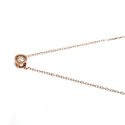 組曲 クミキョク K10PG ピンクゴールド ネックレス ダイヤモンド0.03ct 0.6g 40cm 一粒ダイヤ ミル打ち レディース【中古】