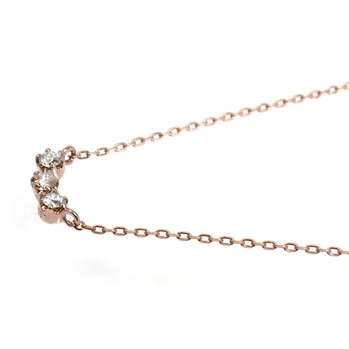 K10PG ピンクゴールド ネックレス ダイヤモンド0.07ct 0.8g 40.5cm レディース【中古】