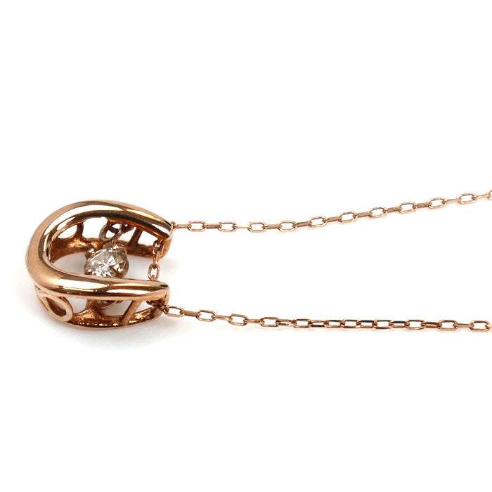 K10PG ピンクゴールド ネックレス ダイヤモンド0.05ct 0.6g 40cm レディース【中古】