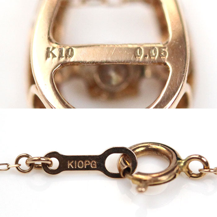 K10PG ピンクゴールド ネックレス ダイヤモンド0.05ct 0.6g 40cm レディース【中古】