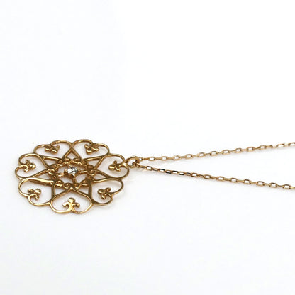 K10ゴールド ネックレス ダイヤモンド0.01ct 0.7g 40cm レディース【中古】