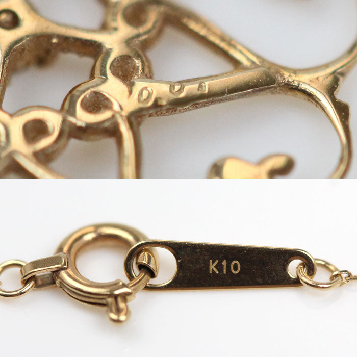 K10ゴールド ネックレス ダイヤモンド0.01ct 0.7g 40cm レディース【中古】