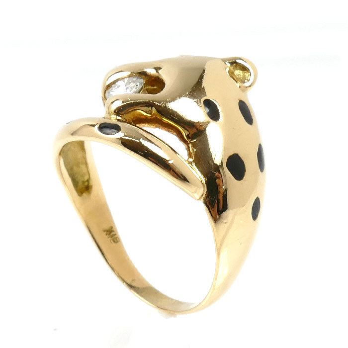 K18YG イエローゴールド パンサー リング・指輪 ダイヤモンド0.15ct 14号 5.4g レディース【中古】