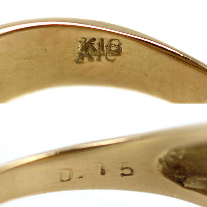 K18YG イエローゴールド パンサー リング・指輪 ダイヤモンド0.15ct 14号 5.4g レディース【中古】