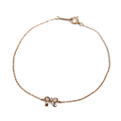 canal4℃ カナルヨンドシー K10PG ピンクゴールド リボン ブレスレット ダイヤモンド 0.5g 16.5cm レディース【中古】