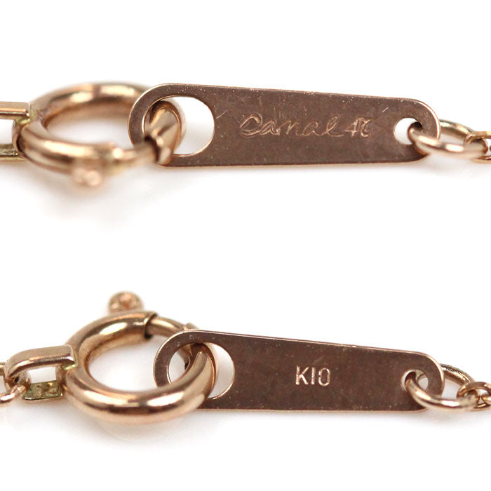 canal4℃ カナルヨンドシー K10PG ピンクゴールド リボン ブレスレット ダイヤモンド 0.5g 16.5cm レディース【中古】