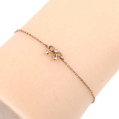 canal4℃ カナルヨンドシー K10PG ピンクゴールド リボン ブレスレット ダイヤモンド 0.5g 16.5cm レディース【中古】