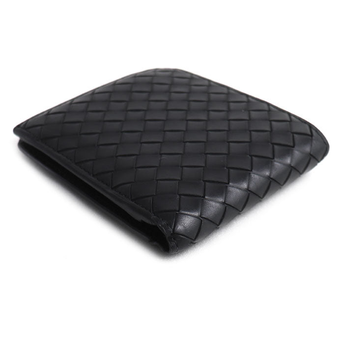 BOTTEGAVENETA ボッテガヴェネタ イントレチャート ピッコロ 二つ折り財布 ブラック 805654V4LQ28803 メンズ【中古】