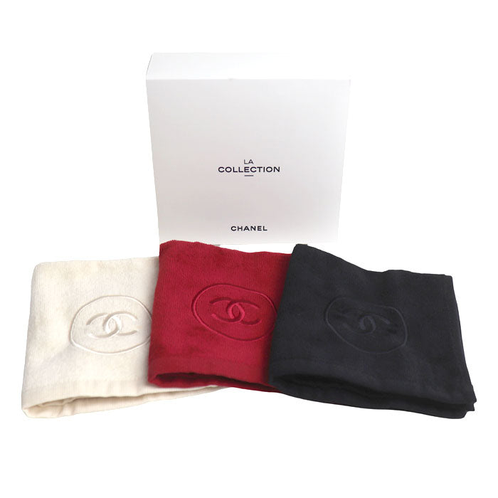 CHANEL シャネル ノベルティ ハンドタオルセット ブラック ホワイト レッド【未使用】【買取品】