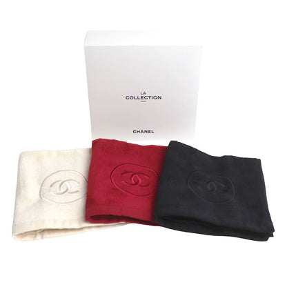 CHANEL シャネル ノベルティ ハンドタオルセット ブラック ホワイト レッド【未使用】【買取品】