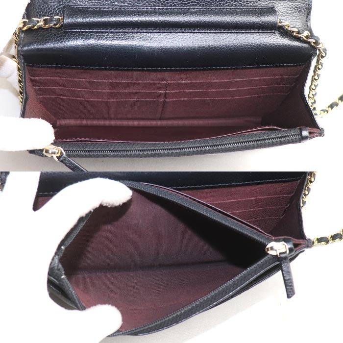 CHANEL シャネル マトラッセ キャビアスキン チェーンウォレット ショルダーバッグ ブラック A33814 キャビアスキン レディース【中古】