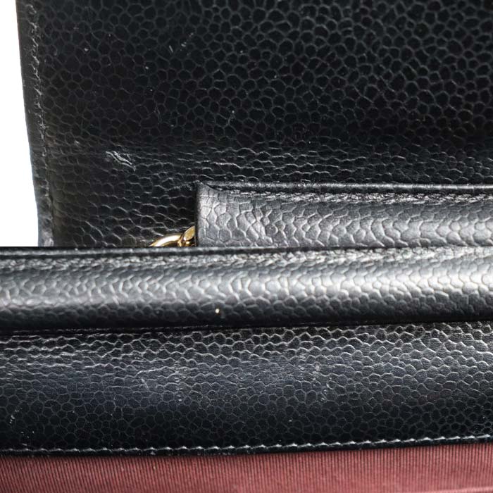 CHANEL シャネル マトラッセ キャビアスキン チェーンウォレット ショルダーバッグ ブラック A33814 キャビアスキン レディース【中古】