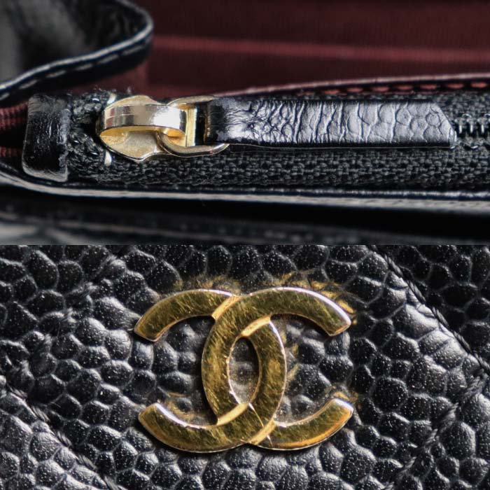CHANEL シャネル マトラッセ キャビアスキン チェーンウォレット ショルダーバッグ ブラック A33814 キャビアスキン レディース【中古】