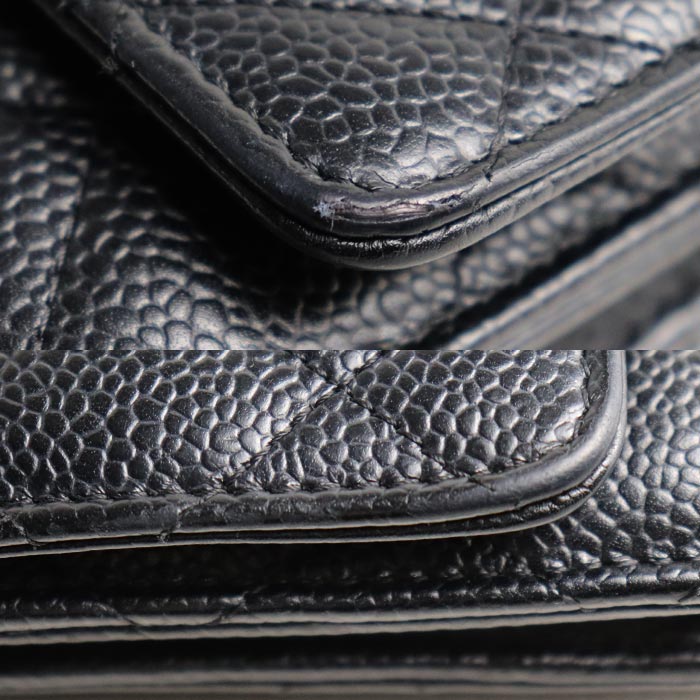 CHANEL シャネル マトラッセ キャビアスキン チェーンウォレット ショルダーバッグ ブラック A33814 キャビアスキン レディース【中古】