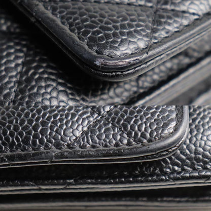 CHANEL シャネル マトラッセ キャビアスキン チェーンウォレット ショルダーバッグ ブラック A33814 キャビアスキン レディース【中古】