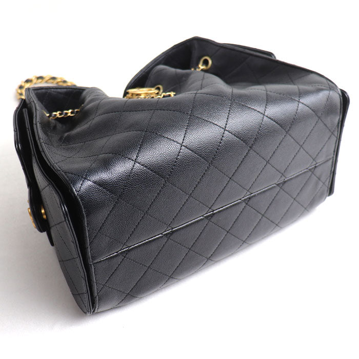 CHANEL シャネル CHANEL 25 スモール キャビアスキン ショルダーバッグ ブラック AS5293-B20304-94305 レディース【中古】【美品】
