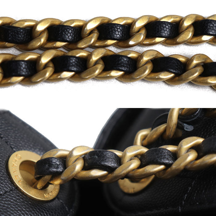 CHANEL シャネル CHANEL 25 スモール キャビアスキン ショルダーバッグ ブラック AS5293-B20304-94305 レディース【中古】【美品】