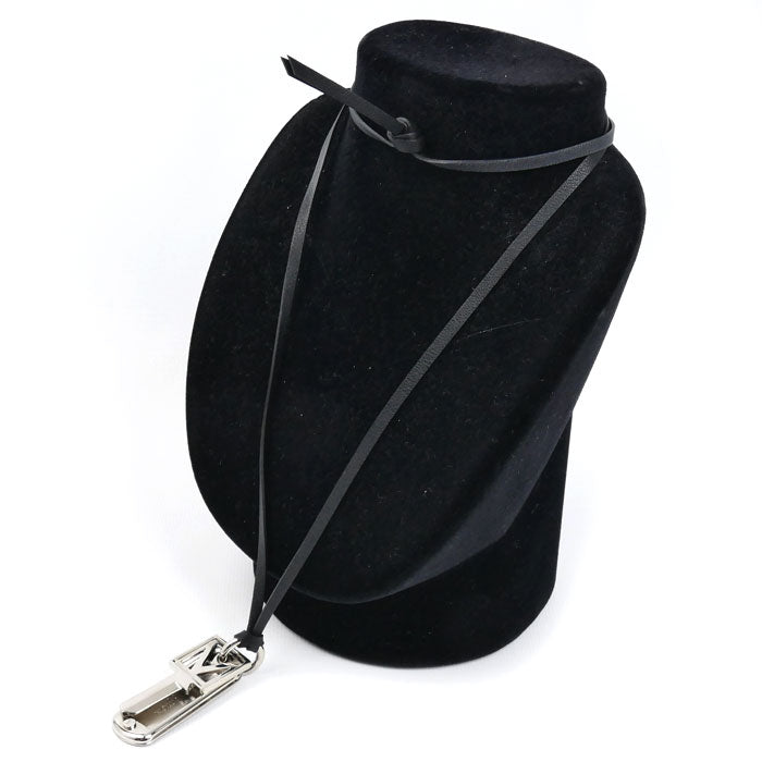 LOUIS VUITTON ルイ・ヴィトン メタル レザー コリエ プラーク V スクエア ネックレス M61984 RM0147 ユニセックス【中古】【美品】