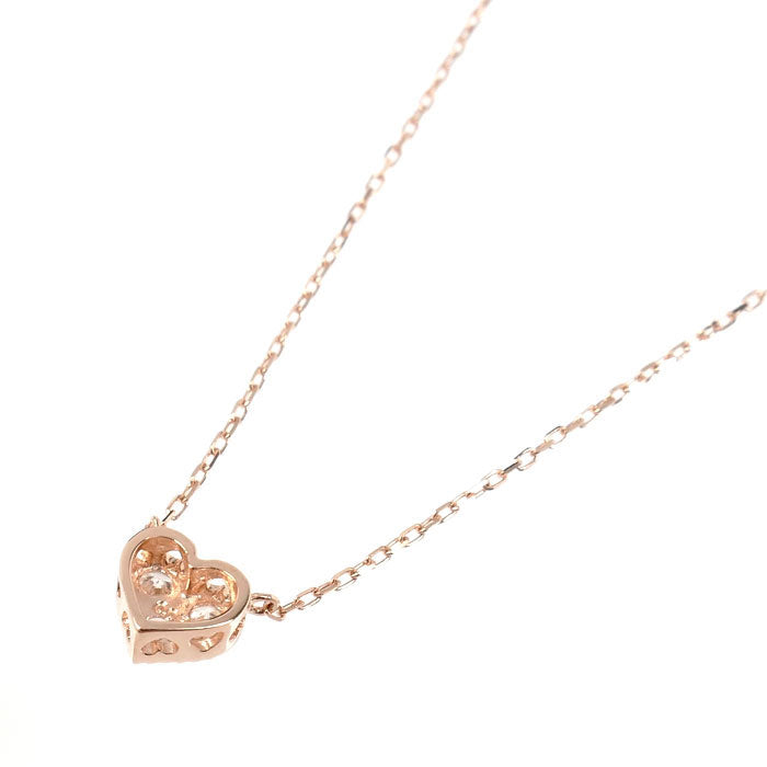 組曲 クミキョク K10PG ピンクゴールド ハート ネックレス ダイヤモンド0.05ct 0.6g 40cm ミル打ち レディース【中古】