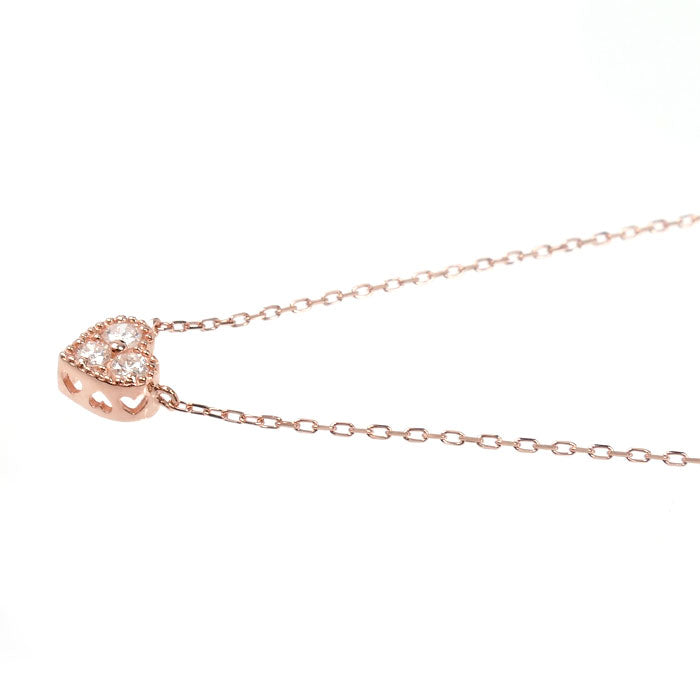組曲 クミキョク K10PG ピンクゴールド ハート ネックレス ダイヤモンド0.05ct 0.6g 40cm ミル打ち レディース【中古】