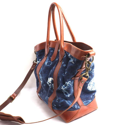 RALPH LAUREN ラルフローレン インディゴ染め 2Wayショルダーバッグ ブルー/ブラウン ユニセックス【中古】