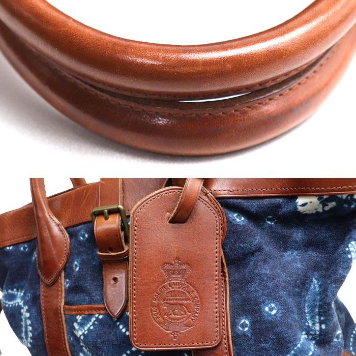 RALPH LAUREN ラルフローレン インディゴ染め 2Wayショルダーバッグ ブルー/ブラウン ユニセックス【中古】