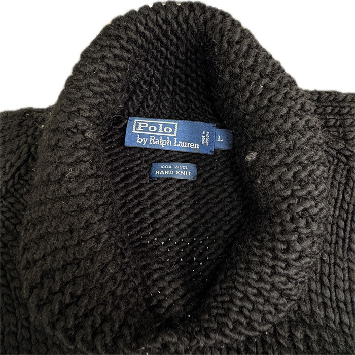 POLO RALPH LAUREN ポロ・ラルフローレン ハンドニット セーター ブラック ホワイト L メンズ【中古】