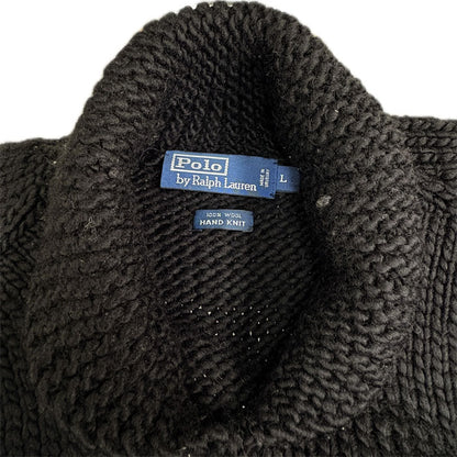 POLO RALPH LAUREN ポロ・ラルフローレン ハンドニット セーター ブラック ホワイト L メンズ【中古】