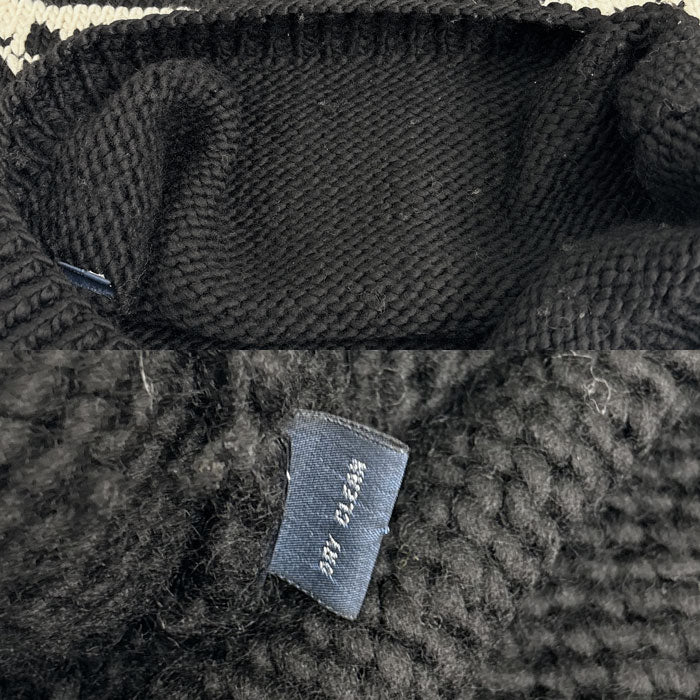 POLO RALPH LAUREN ポロ・ラルフローレン ハンドニット セーター ブラック ホワイト L メンズ【中古】