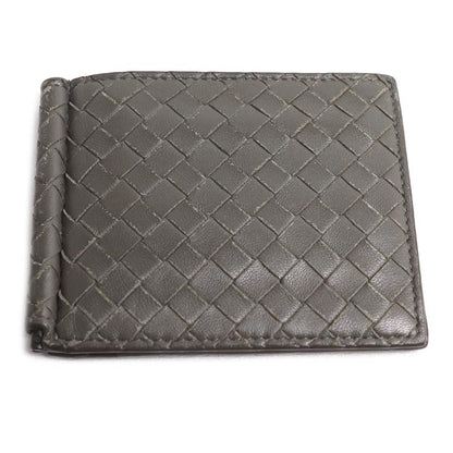 BOTTEGAVENETA ボッテガヴェネタ イントレチャート マネークリップ 二つ折り財布 グレー メンズ【中古】