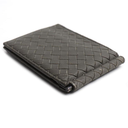 BOTTEGAVENETA ボッテガヴェネタ イントレチャート マネークリップ 二つ折り財布 グレー メンズ【中古】