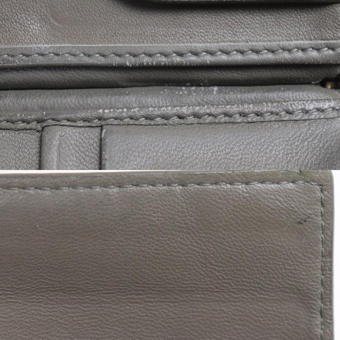 BOTTEGAVENETA ボッテガヴェネタ イントレチャート マネークリップ 二つ折り財布 グレー メンズ【中古】