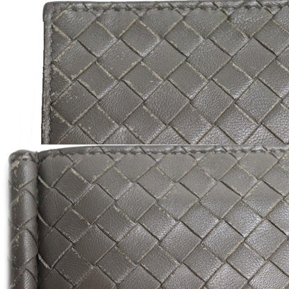 BOTTEGAVENETA ボッテガヴェネタ イントレチャート マネークリップ 二つ折り財布 グレー メンズ【中古】