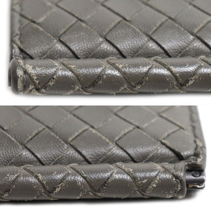 BOTTEGAVENETA ボッテガヴェネタ イントレチャート マネークリップ 二つ折り財布 グレー メンズ【中古】