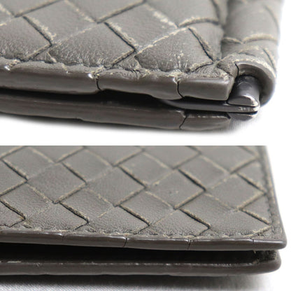 BOTTEGAVENETA ボッテガヴェネタ イントレチャート マネークリップ 二つ折り財布 グレー メンズ【中古】