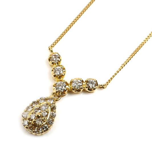 K18YG イエローゴールド ネックレス ダイヤモンド0.50ct 2.5g 41cm レディース【中古】