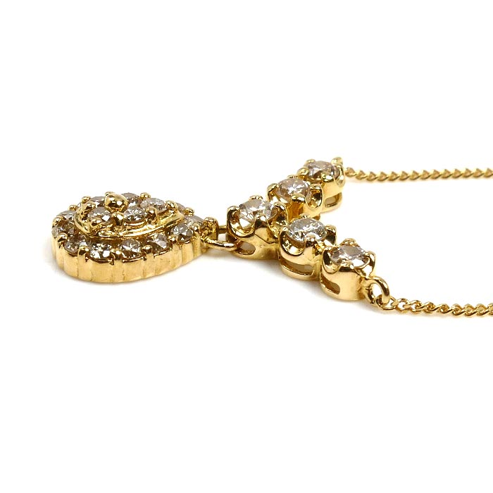 K18YG イエローゴールド ネックレス ダイヤモンド0.50ct 2.5g 41cm レディース【中古】