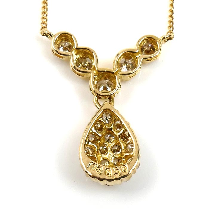 K18YG イエローゴールド ネックレス ダイヤモンド0.50ct 2.5g 41cm レディース【中古】