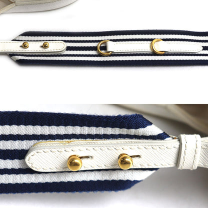 PRADA プラダ カナパトート 2Wayショルダーバッグ ホワイト ネイビー 1BG439 ZKI F0UB0 レディース【中古】