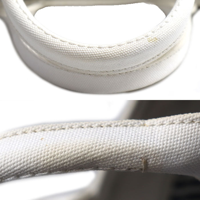PRADA プラダ カナパトート 2Wayショルダーバッグ ホワイト ネイビー 1BG439 ZKI F0UB0 レディース【中古】