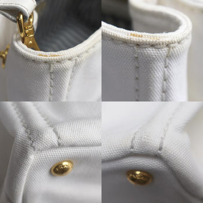 PRADA プラダ カナパトート 2Wayショルダーバッグ ホワイト ネイビー 1BG439 ZKI F0UB0 レディース【中古】