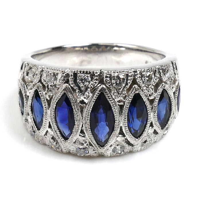 Pt900プラチナ リング・指輪 サファイア1.64ct ダイヤモンド0.19ct 11号 12.4g レディース【中古】