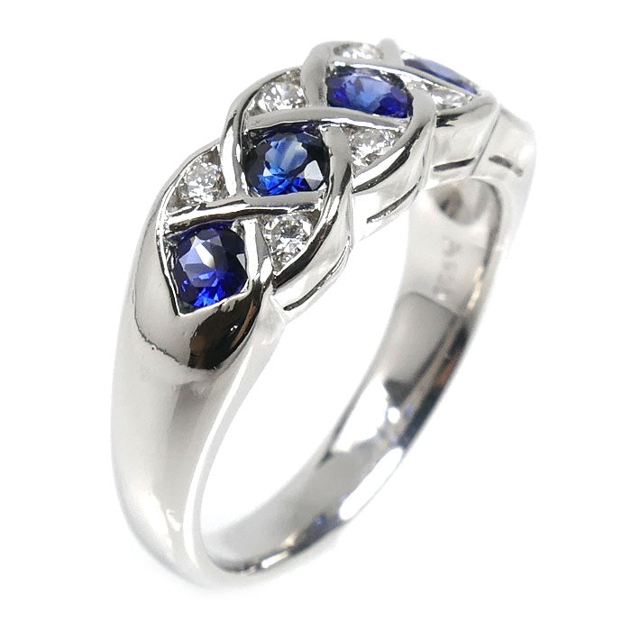 Pt900プラチナ リング・指輪 サファイア0.65ct ダイヤモンド0.18ct 12号 8.0g レディース【中古】