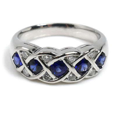 Pt900プラチナ リング・指輪 サファイア0.65ct ダイヤモンド0.18ct 12号 8.0g レディース【中古】