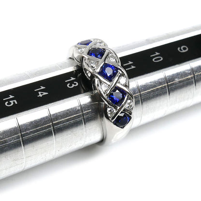 Pt900プラチナ リング・指輪 サファイア0.65ct ダイヤモンド0.18ct 12号 8.0g レディース【中古】