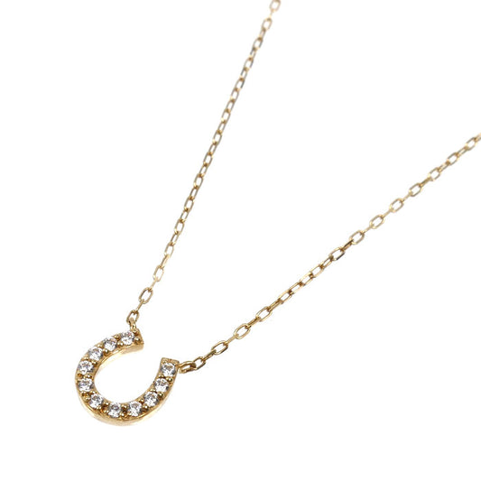 4℃ ヨンドシー K10PG ピンクゴールド ホースシュー ネックレス 111736123101 キュービックジルコニア 1.0g 40cm レディース【中古】【美品】